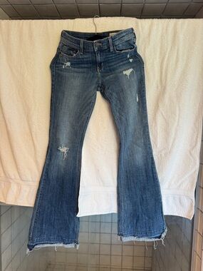 pistola Medium Blue Distressed Flare Jeans